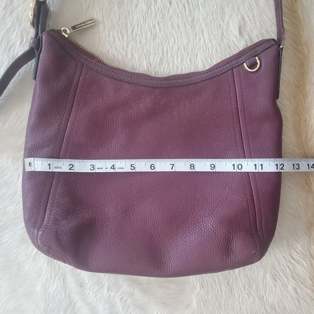 Michael Kors Leather Crossbody Bag Burgundy Pebbled Gold Hardware Fulton Hobo